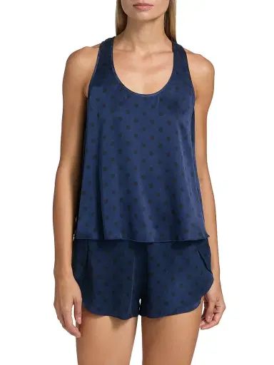 Lunya Women's Washable Silk Tulip-Back Pajama Set - Blue Ellipsis - Size XL | Thumbnail 3