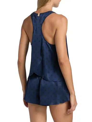 Lunya Women's Washable Silk Tulip-Back Pajama Set - Blue Ellipsis - Size XL | Thumbnail 5
