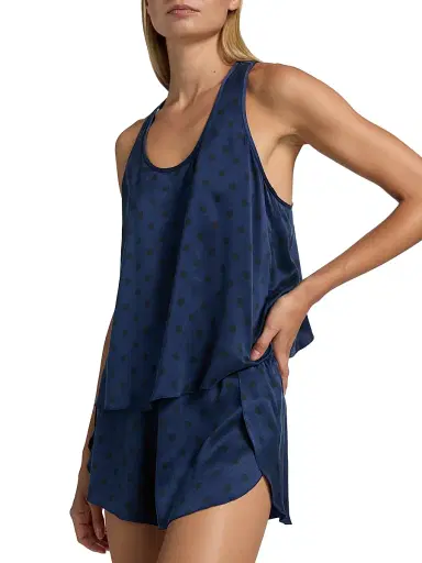 Lunya Women's Washable Silk Tulip-Back Pajama Set - Blue Ellipsis - Size XL | Thumbnail 6
