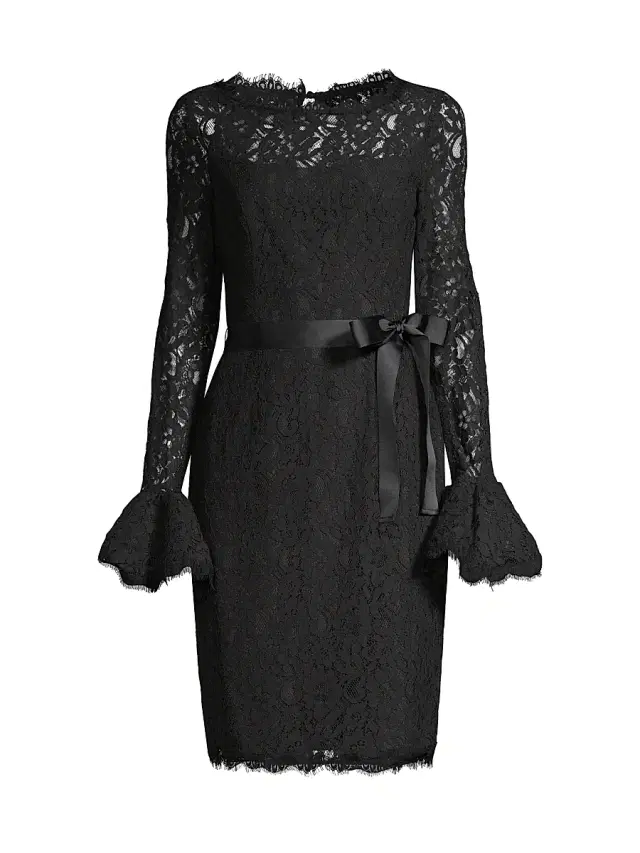 Shani Women's Lace Bell-Sleeve Sheath Dress - Black