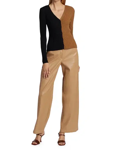 Staud Women's Cargo Colorblock Cardigan - Tan Black | Thumbnail 2