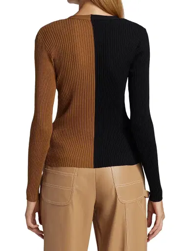 Staud Women's Cargo Colorblock Cardigan - Tan Black | Thumbnail 5