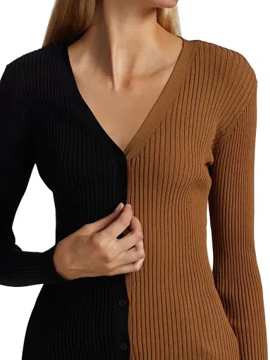 Staud Women's Cargo Colorblock Cardigan - Tan Black | Thumbnail 6