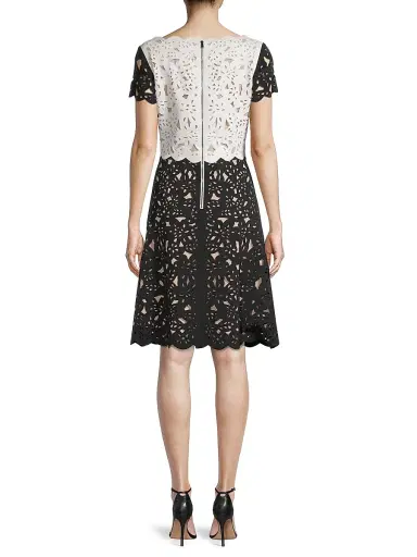Shani Women's Laser-Cut Two-Tone Dress - Black White - Size 14 | Thumbnail 5 Shani Women's Laser-Cut Two-Tone Dress - Black White - Size 14 | Thumbnail 5