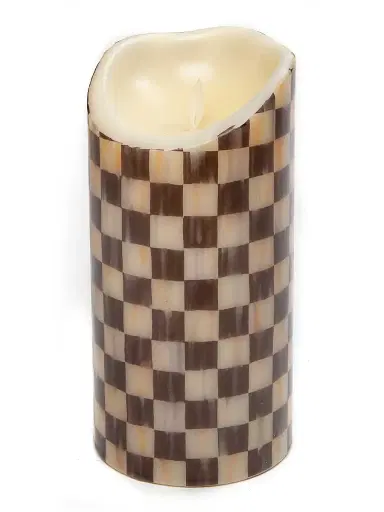 MacKenzie-Childs Courtly Check Flicker Faux Pillar Candle 6" | Thumbnail 2 MacKenzie-Childs Courtly Check Flicker Faux Pillar Candle 6" | Thumbnail 2