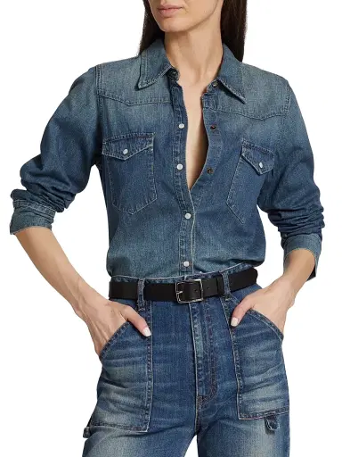 Nili Lotan Women's Travis Oversized Denim Shirt | Thumbnail 3