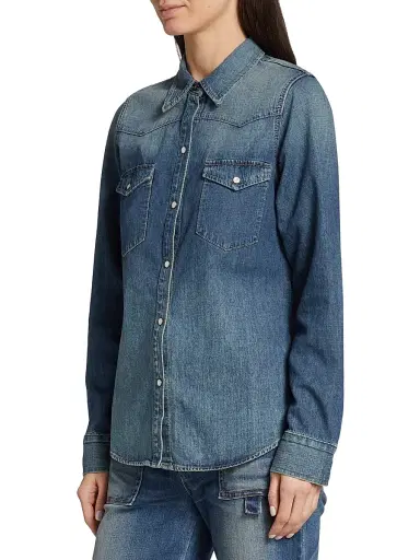 Nili Lotan Women's Travis Oversized Denim Shirt | Thumbnail 4