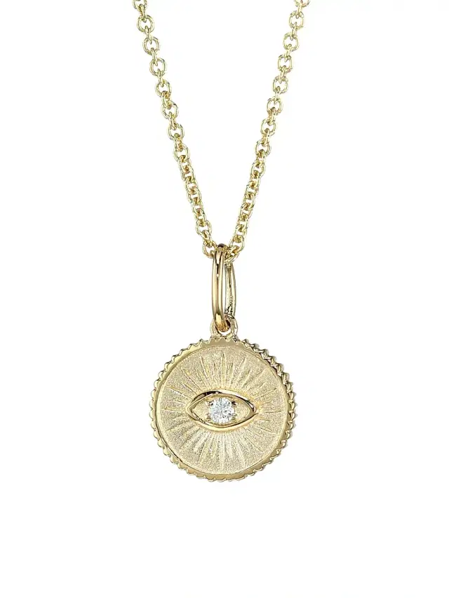 Women's 14K Yellow Gold & Diamond  Marquis Eye Coin Necklace - Yellow Gold