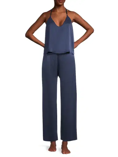 Lunya Women's Washable Silk Cami & Pants Set - Deep Blue | Thumbnail 11