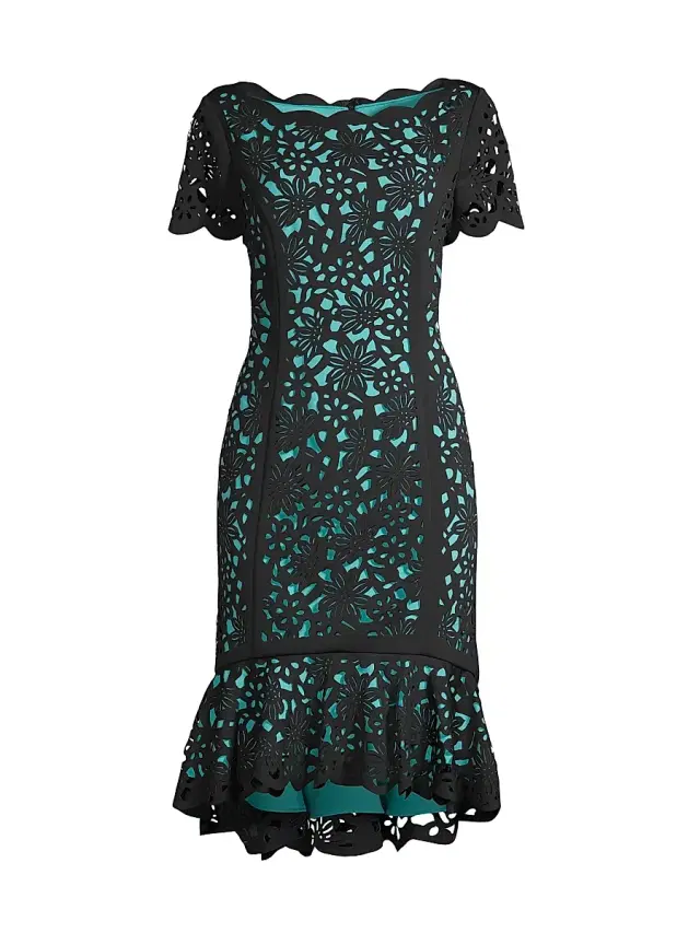 Shani Women's High-Low Crepe Dress - Black Mint