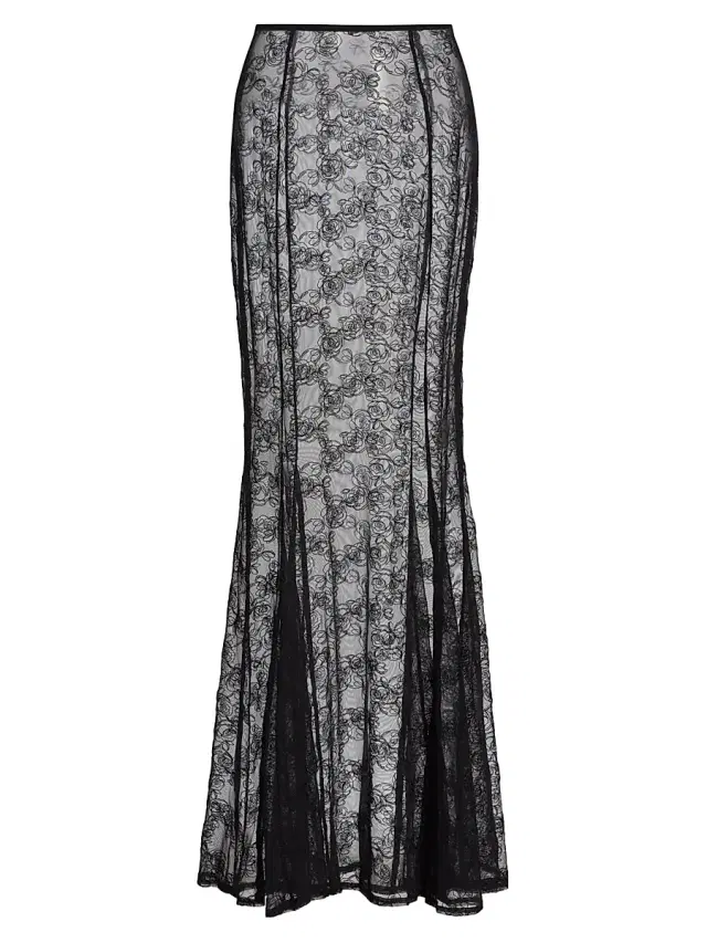 Women's La Rose Lace Maxi Skirt - Black