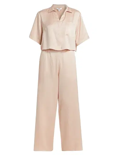 Lunya Women's Washable Silk High-Rise Pants 2-Piece Pajama Set - Delicate Pink | Thumbnail 1