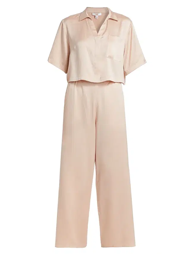 Lunya Women's Washable Silk High-Rise Pants 2-Piece Pajama Set - Delicate Pink