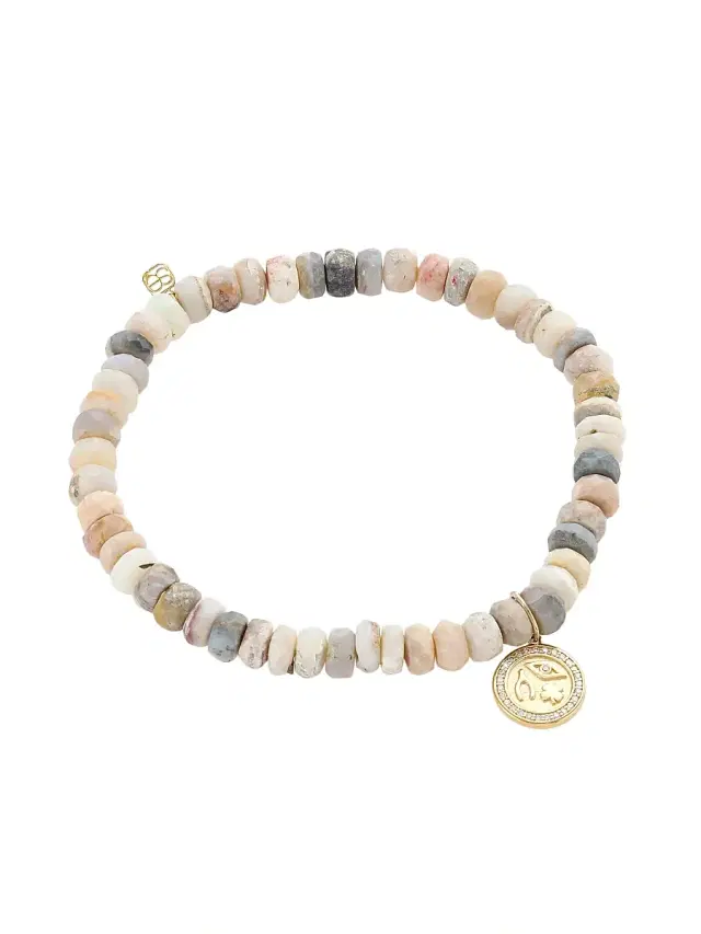 Women's Australian Opal, 14K Yellow Gold & 0.084 TCW Diamond Luck & Protection Charm Beaded Bracelet - Gold