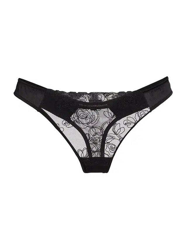 Women's La Rose Lace Thong - Black