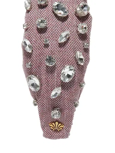 Lele Sadoughi Women's Crystal-Embellished Herringbone Tweed Knotted Headband - Merlott Weed | Thumbnail 4 Lele Sadoughi Women's Crystal-Embellished Herringbone Tweed Knotted Headband - Merlott Weed | Thumbnail 4