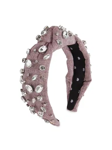 Lele Sadoughi Women's Crystal-Embellished Herringbone Tweed Knotted Headband - Merlott Weed | Thumbnail 1 Lele Sadoughi Women's Crystal-Embellished Herringbone Tweed Knotted Headband - Merlott Weed | Thumbnail 1
