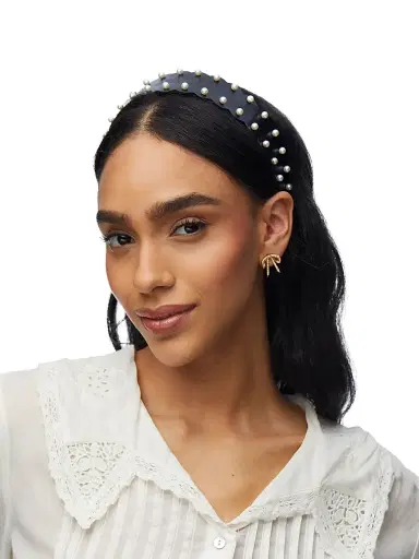 Lele Sadoughi Women's Bessette Wavy Faux Leather Headband - Jet | Thumbnail 2 Lele Sadoughi Women's Bessette Wavy Faux Leather Headband - Jet | Thumbnail 2