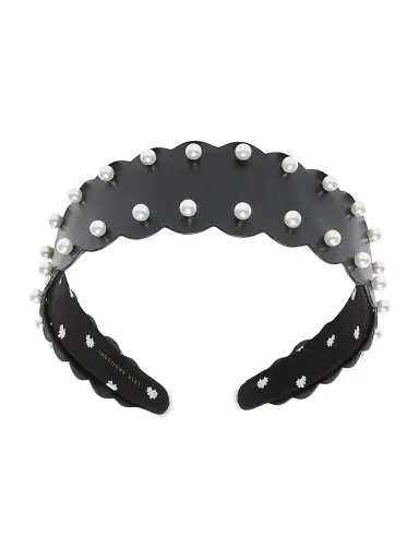 Lele Sadoughi Women's Bessette Wavy Faux Leather Headband - Jet | Thumbnail 3 Lele Sadoughi Women's Bessette Wavy Faux Leather Headband - Jet | Thumbnail 3
