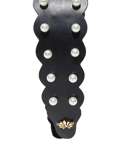 Lele Sadoughi Women's Bessette Wavy Faux Leather Headband - Jet | Thumbnail 4 Lele Sadoughi Women's Bessette Wavy Faux Leather Headband - Jet | Thumbnail 4