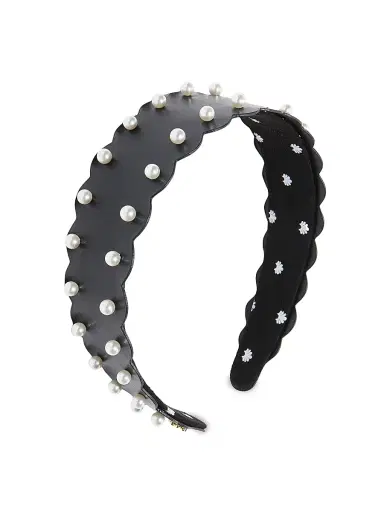 Lele Sadoughi Women's Bessette Wavy Faux Leather Headband - Jet | Thumbnail 1 Lele Sadoughi Women's Bessette Wavy Faux Leather Headband - Jet | Thumbnail 1