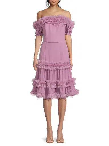 Shani Women's Off-The-Shoulder Ruffled Midi-Dress - Passion | Thumbnail 3