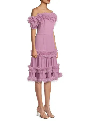 Shani Women's Off-The-Shoulder Ruffled Midi-Dress - Passion | Thumbnail 4