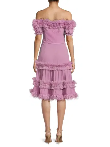 Shani Women's Off-The-Shoulder Ruffled Midi-Dress - Passion | Thumbnail 5