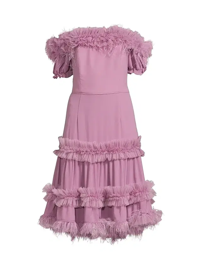 Shani Women's Off-The-Shoulder Ruffled Midi-Dress - Passion