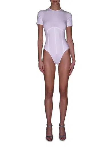 Fleur du Mal Women's Stretch Cotton T-Shirt Bodysuit - | Thumbnail 2 Fleur du Mal Women's Stretch Cotton T-Shirt Bodysuit - | Thumbnail 2