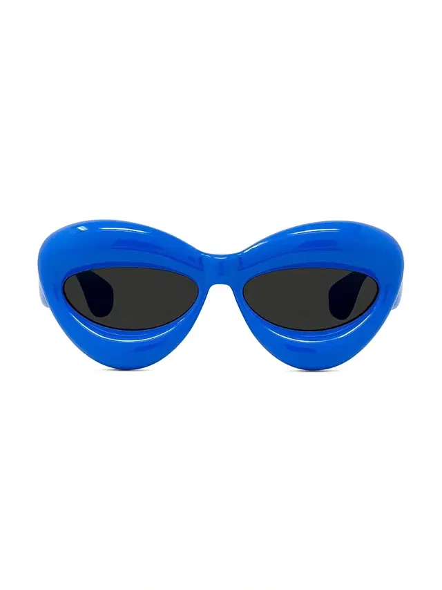 LOEWE Men's 55MM Inflated Cat-Eye Sunglasses - Shiny Blue Smoke
