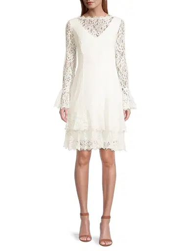Shani Women's Tiered Flounce Lace Dress - White - Size 16 | Thumbnail 2 Shani Women's Tiered Flounce Lace Dress - White - Size 16 | Thumbnail 2