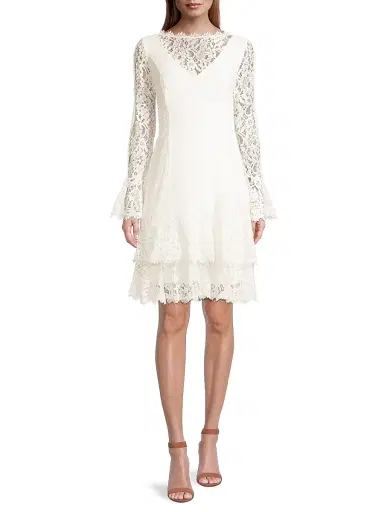 Shani Women's Tiered Flounce Lace Dress - White - Size 16 | Thumbnail 3 Shani Women's Tiered Flounce Lace Dress - White - Size 16 | Thumbnail 3