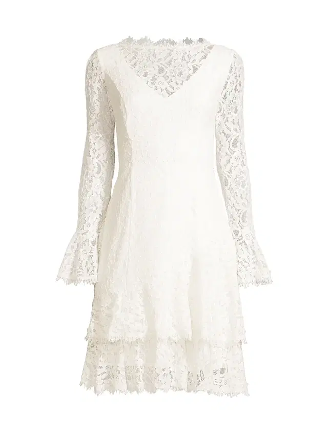 Shani Women's Tiered Flounce Lace Dress - White
