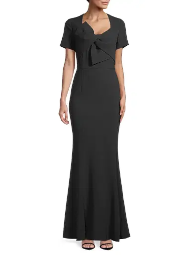 Shani Women's Twisted Bow Crepe Mermaid Gown - Black - Size 16 | Thumbnail 3