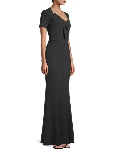 Shani Women's Twisted Bow Crepe Mermaid Gown - Black - Size 16 | Thumbnail 4
