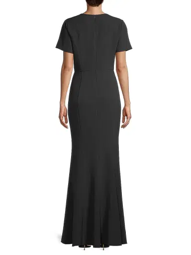 Shani Women's Twisted Bow Crepe Mermaid Gown - Black - Size 16 | Thumbnail 5