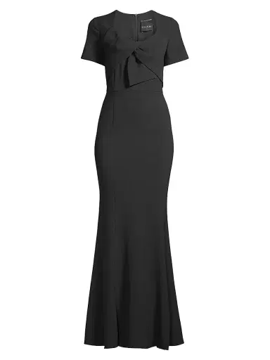 Shani Women's Twisted Bow Crepe Mermaid Gown - Black - Size 16 | Thumbnail 1