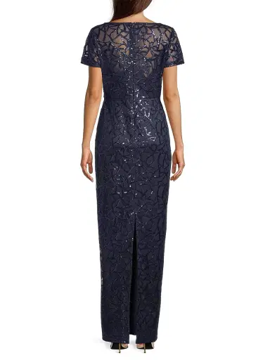 Shani Women's Sequined Illusion-Neck Gown - Navy - Size 16 | Thumbnail 5 Shani Women's Sequined Illusion-Neck Gown - Navy - Size 16 | Thumbnail 5