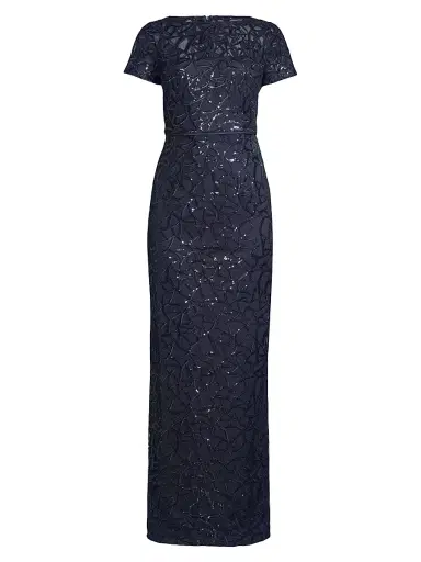 Shani Women's Sequined Illusion-Neck Gown - Navy - Size 16 | Thumbnail 1 Shani Women's Sequined Illusion-Neck Gown - Navy - Size 16 | Thumbnail 1