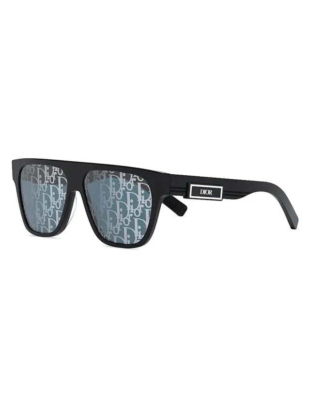 Men's DiorB23 S3I 57MM Square Sunglasses - Black Blue Mirror
