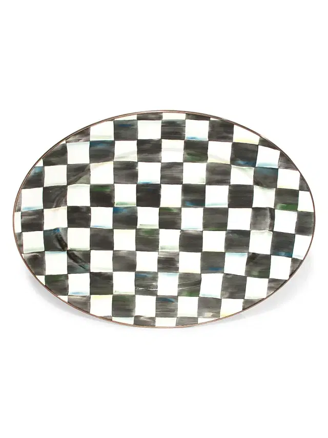 MacKenzie-Childs Checked Oval Platter - Courtly Check Large