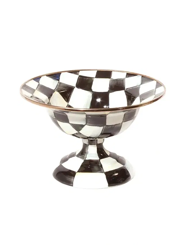 MacKenzie-Childs Sterling Check Compote - Courtly Check Small