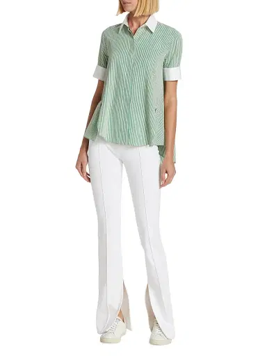 Adam Lippes Women's Eva Bonded Neoprene Flared Pants - White - Size XL | Thumbnail 2