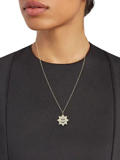 Sydney Evan Women's 14K Yellow Gold & Diamond Happy Face Sun Pendant Necklace - Gold | Thumbnail 2