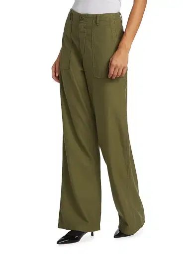 R13 Women's Cotton Wide-Leg Cargo Pants - Olive | Thumbnail 4 R13 Women's Cotton Wide-Leg Cargo Pants - Olive | Thumbnail 4
