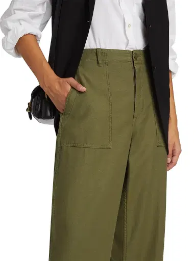 R13 Women's Cotton Wide-Leg Cargo Pants - Olive | Thumbnail 6 R13 Women's Cotton Wide-Leg Cargo Pants - Olive | Thumbnail 6