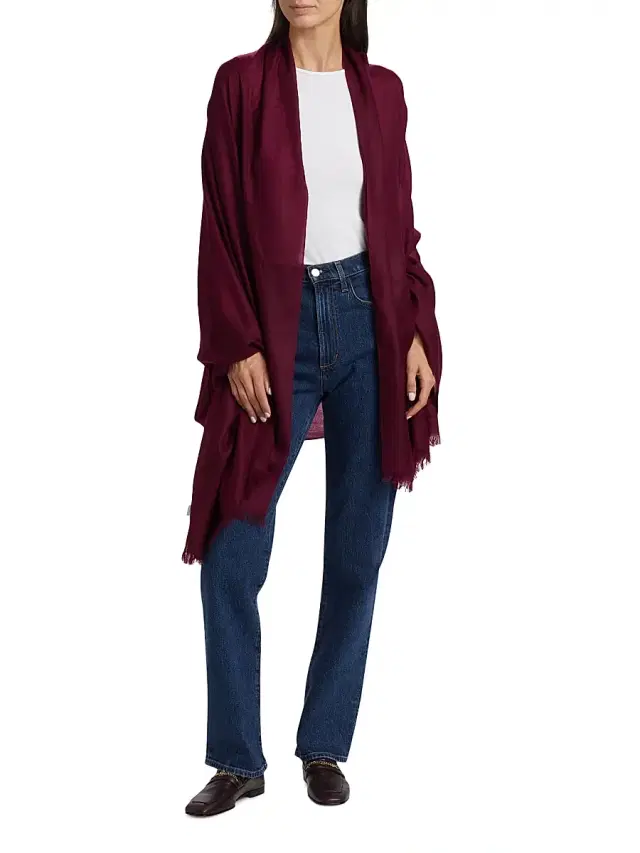 Women's Lightweight Cashmere Scarf - Burgundy