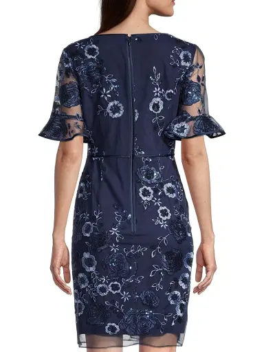 Shani Women's Floral Embellished Sheath Dress - Navy - Size 4 | Thumbnail 5