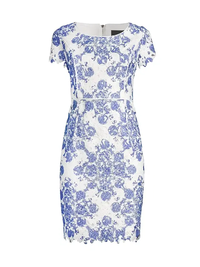 Shani Women's Etoile Lace Sheath Dress - Blue White
